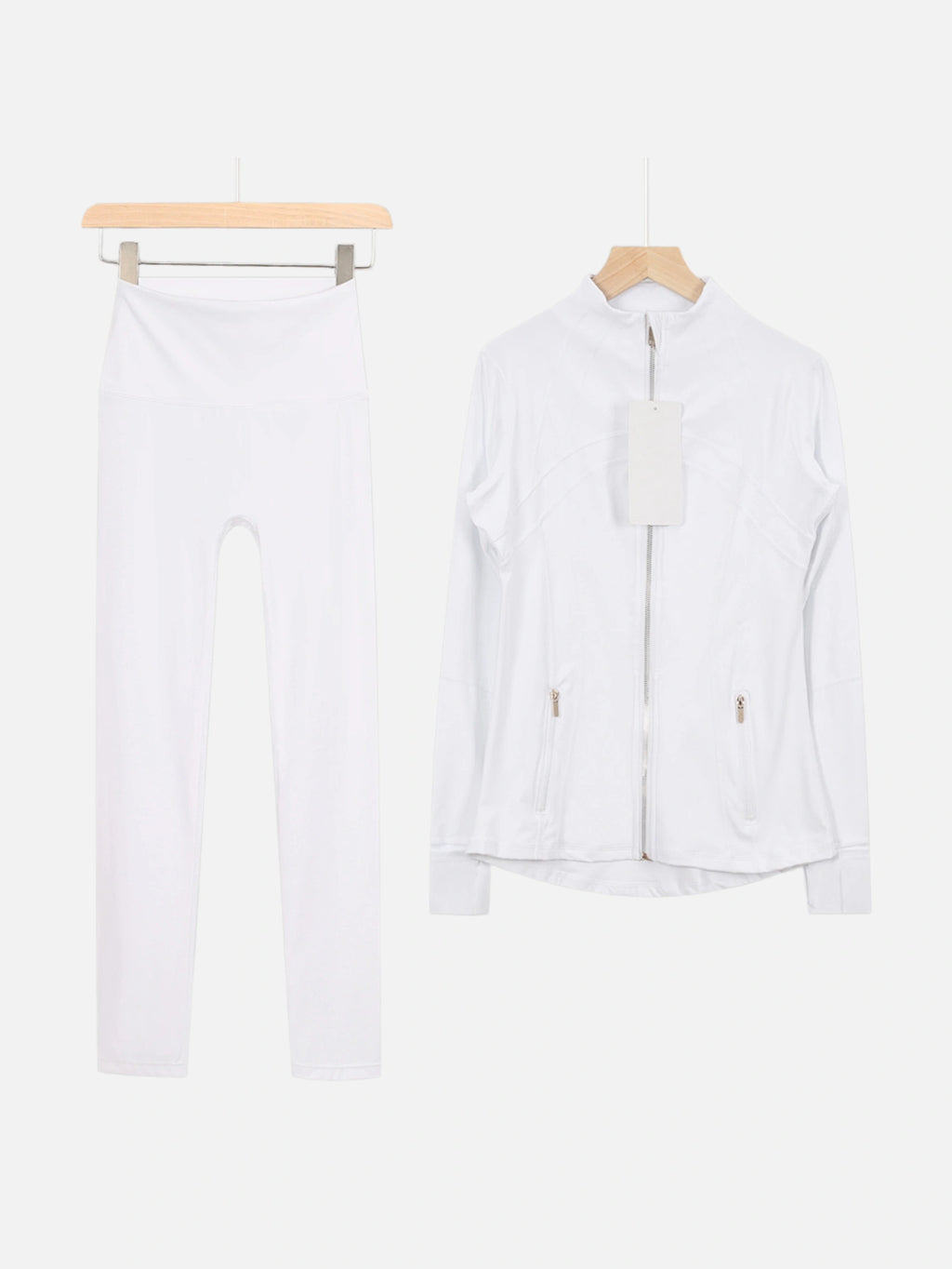 Gold Zipper Matching Yoga Set – Women's 2-Piece Workout Tracksuit