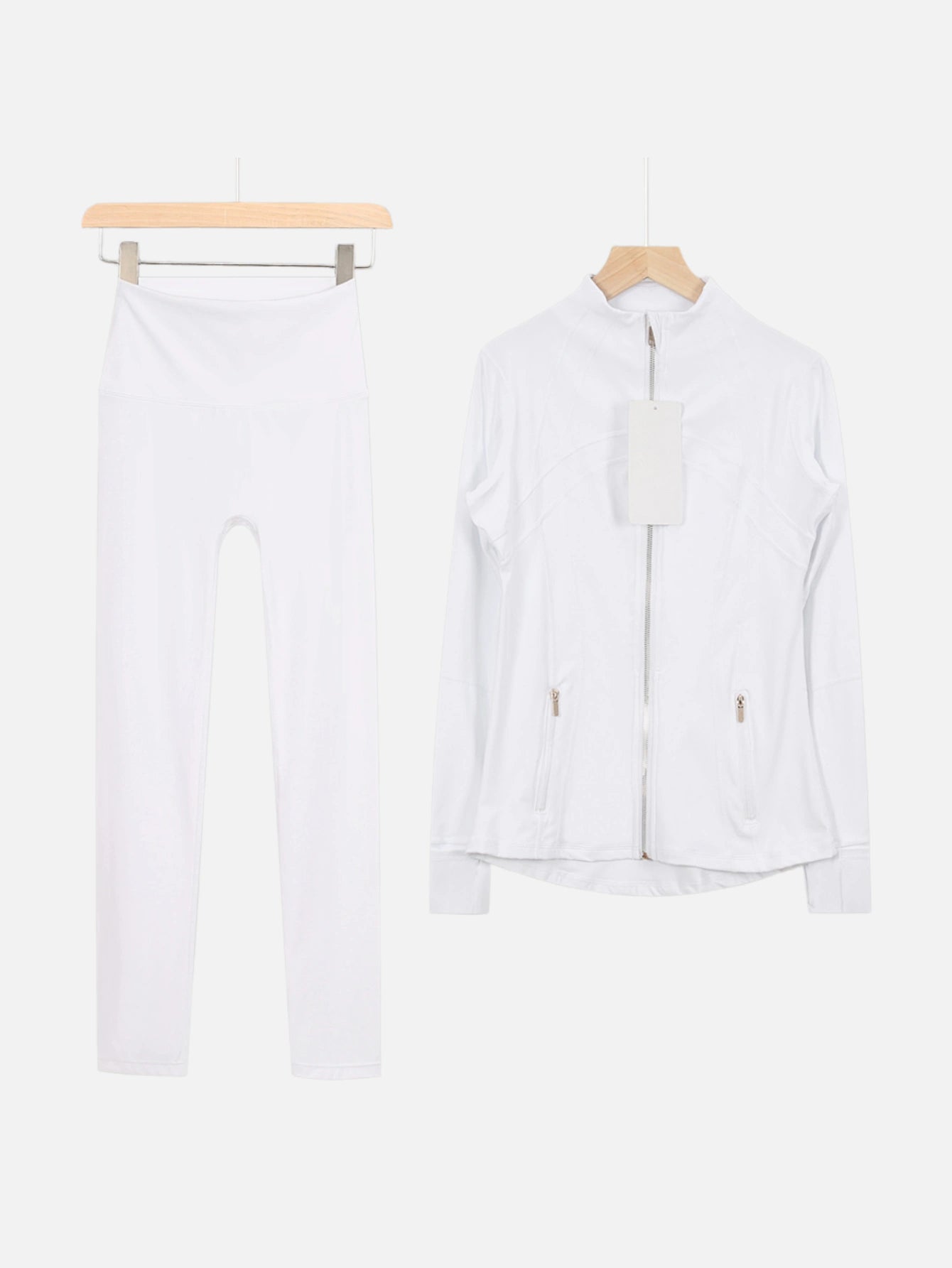 Gold Zipper Matching Yoga Set – Women's 2-Piece Workout Tracksuit