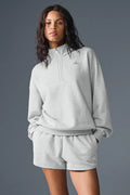 stand-up collar solid color half-zip long-sleeved sweatshirt unisex